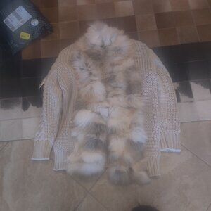 SWD By S.W. Cardigan IT46 US10 UK14 XL Alpaca & Wool Blend Fox Fur Trim new$723